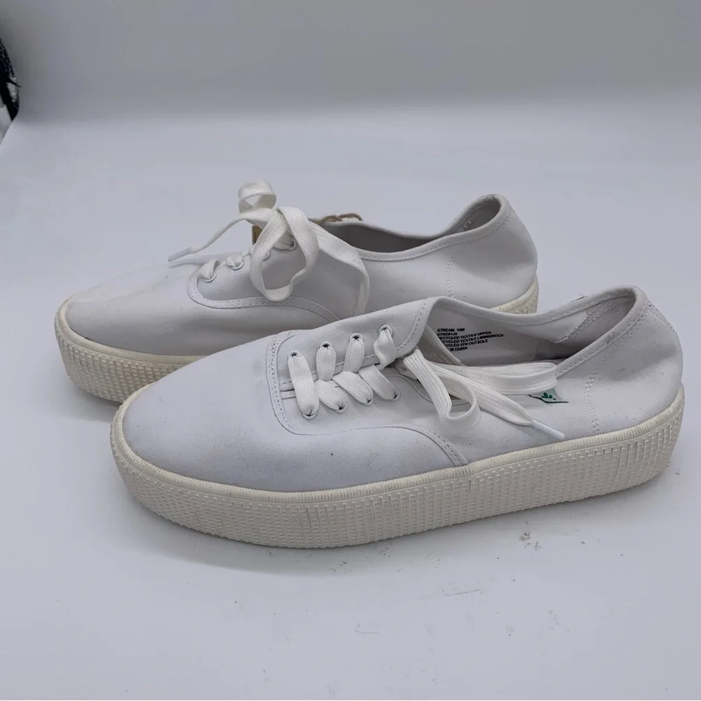 Cool Planet by Steve Madden White Shoes Stream Flatform Lace-up‎ Canvas 10 7003.